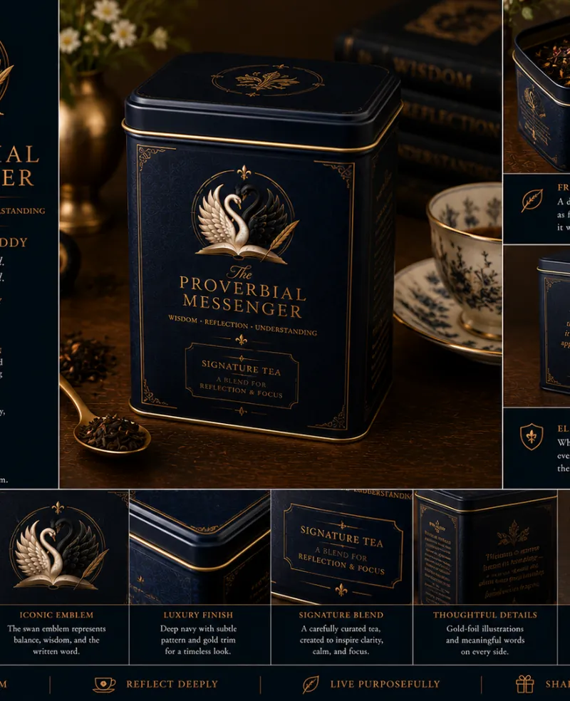Tea Tin &mdash; The Proverbial Messenger Author Collection